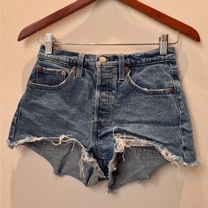 Levi's Blue Jean Shorts Distressed High-Waisted